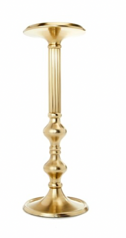 148U - Trad.Matt Gold Ridged Candlestick 37Cm