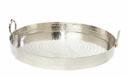 201Q - Hammered Round Tray W/Rings 45X45X11