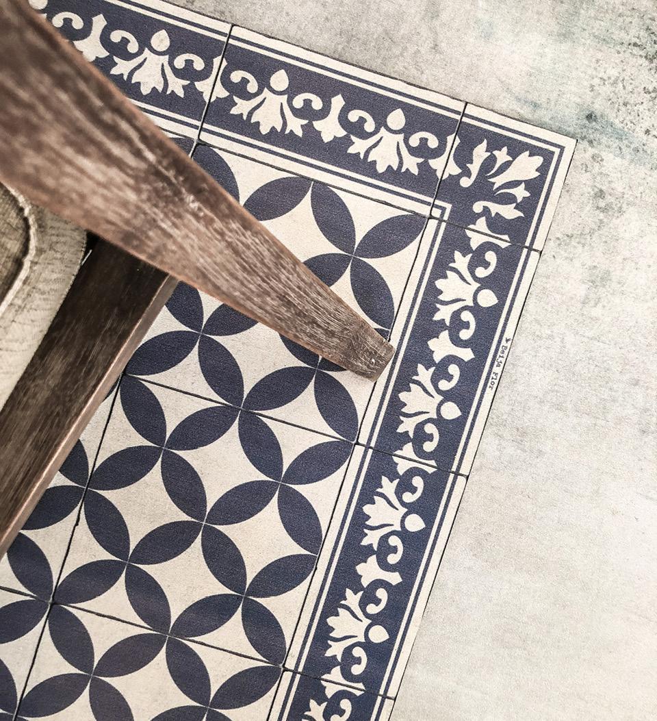 Sofi Blue Concrete vinyl rug detail