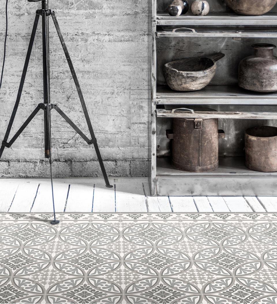 Barcelona Powder vinyl rug lifestyle