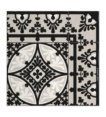 Barcelona Black & White vinyl rug closeup detail