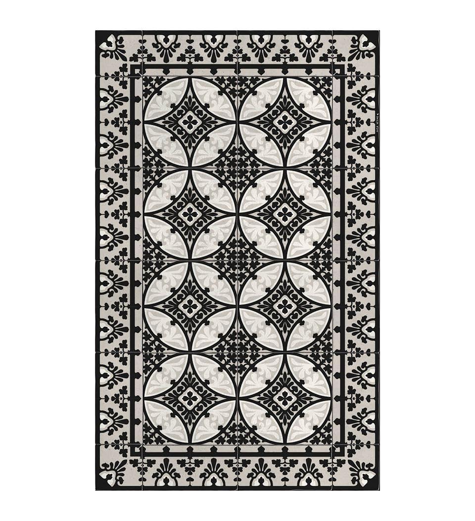 Barcelona Black & White vinyl rug packshot