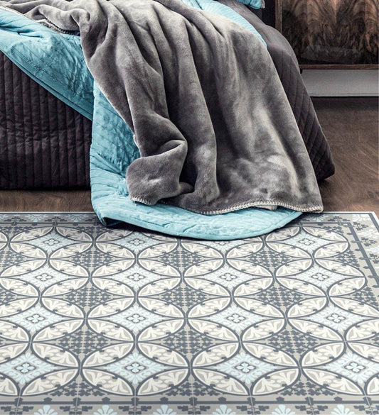 Barcelona Light Blue Modern Vinyl Rug detail