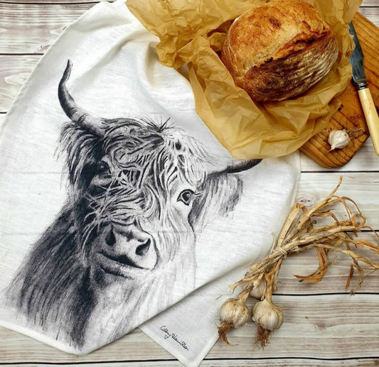 Highland Cow Tea Towel - Wholesale