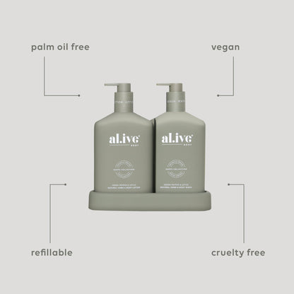Alive Body Wash & Lotion Duo + Tray Green Pepper & Lotus with tray