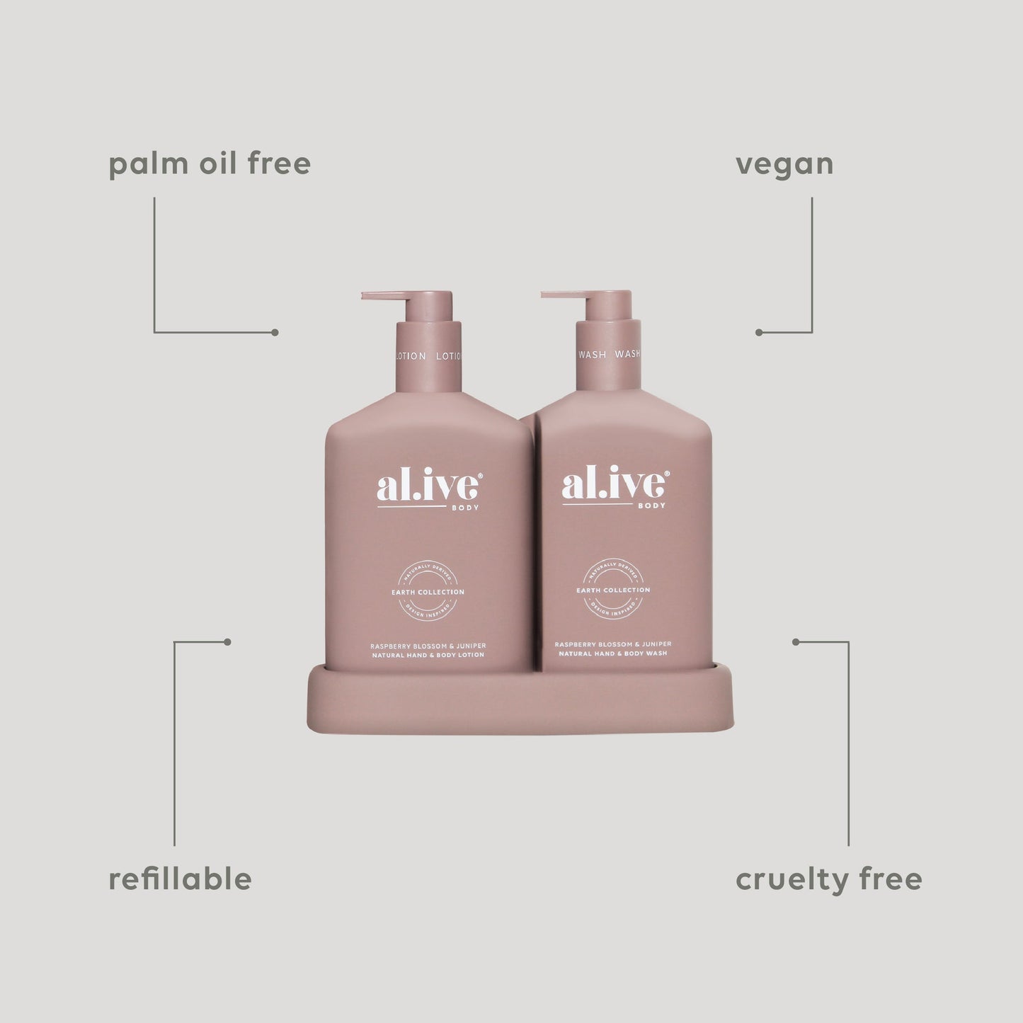 Alive Body Wash & Lotion Duo + Tray Raspberry Blossom & Juniper main product image