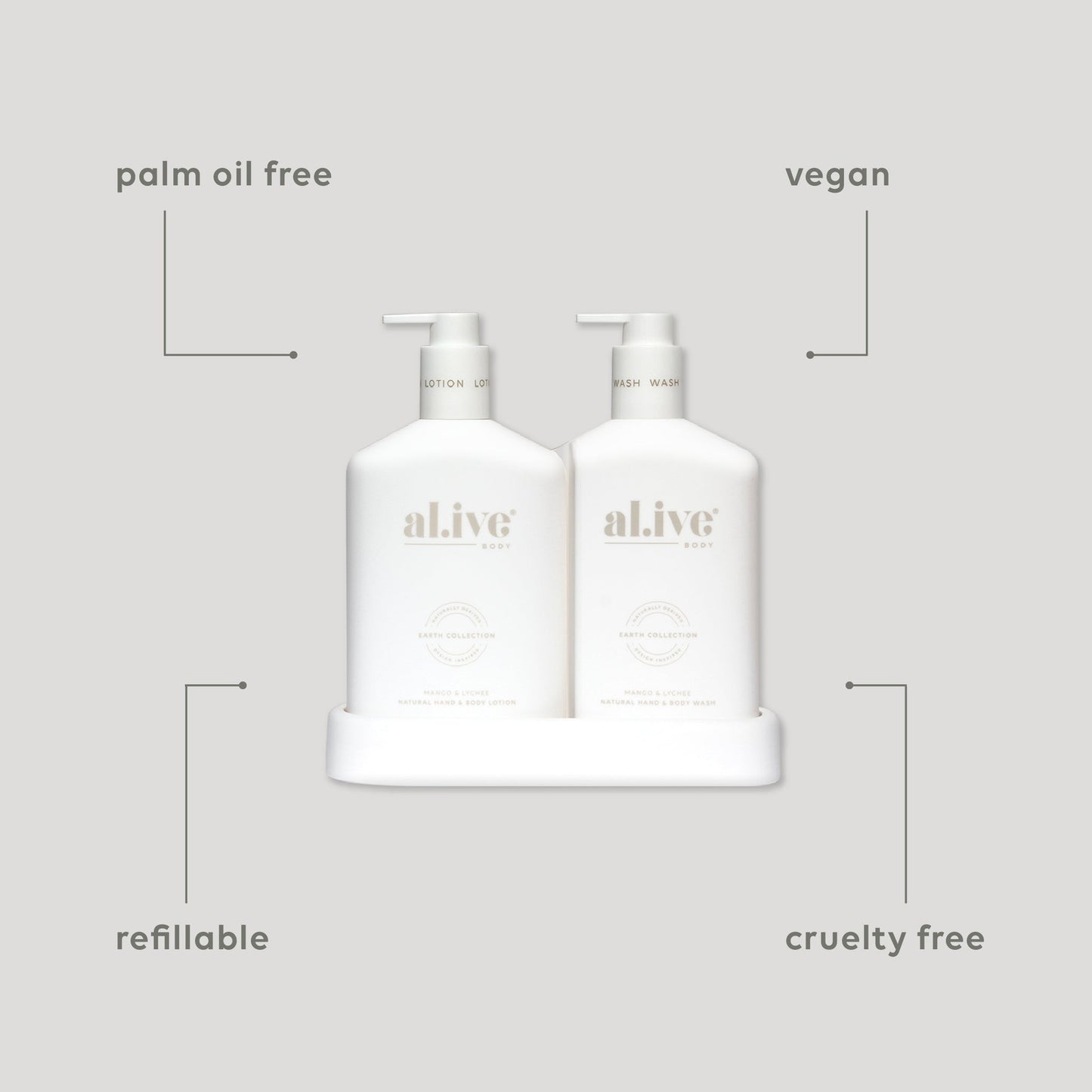 Alive Body Wash & Lotion Duo + Tray Mango & Lychee with tray