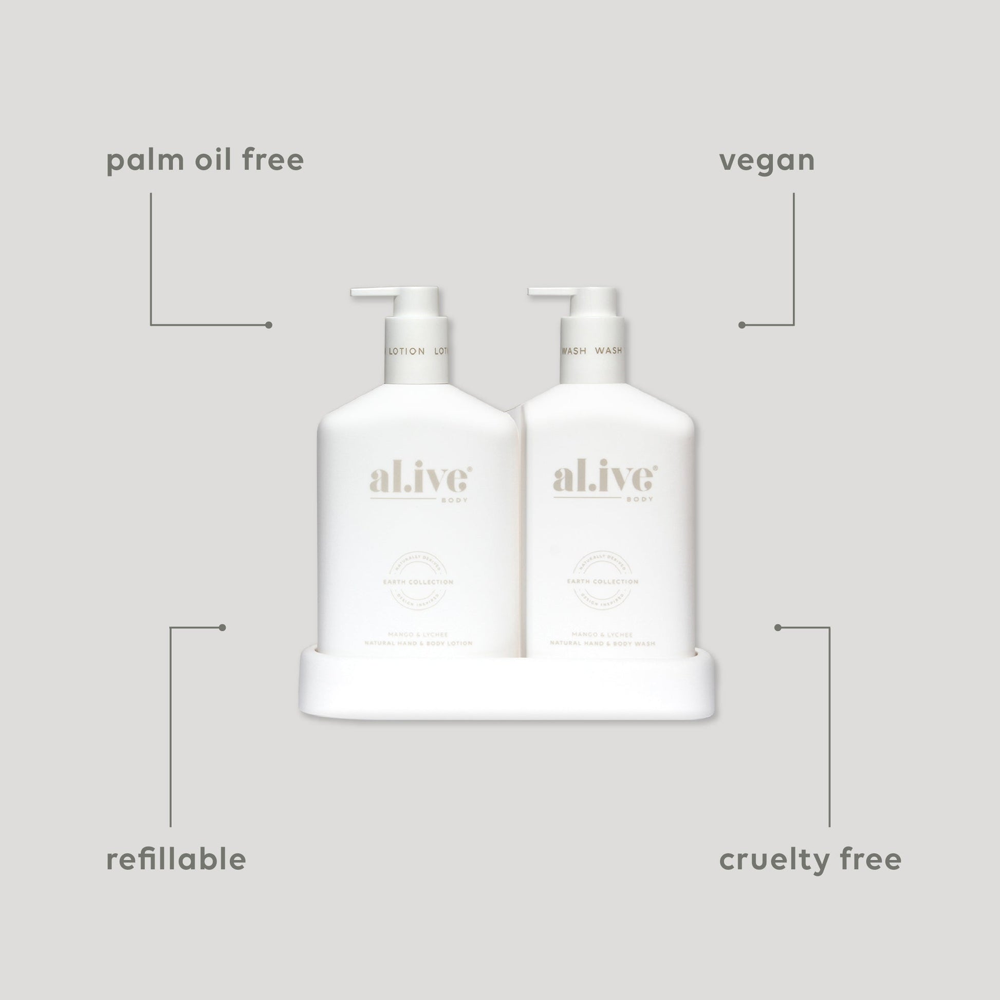 Alive Body Wash & Lotion Duo + Tray Mango & Lychee with tray