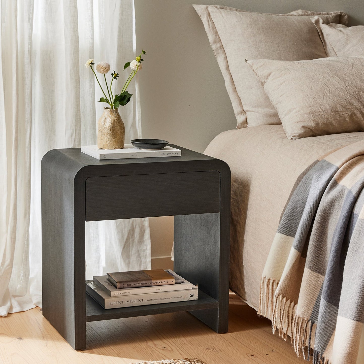 Nolan Black Bedside Table
