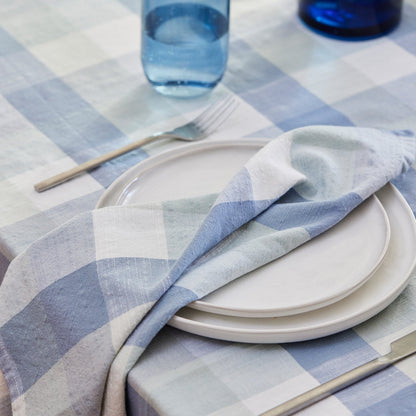 Isaac Blue/Seafoam Check Napkin Set 4