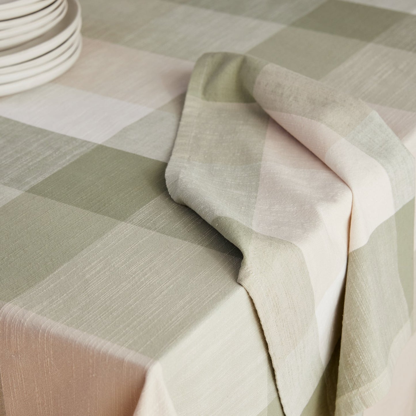 Heidi Check Green Tablecloth