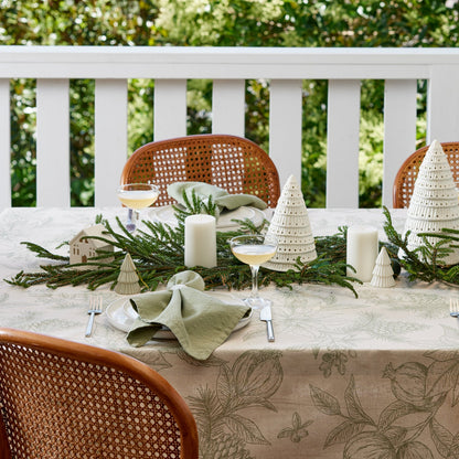Poinsettia Olive/Flax Tablecloth 150X350Cm