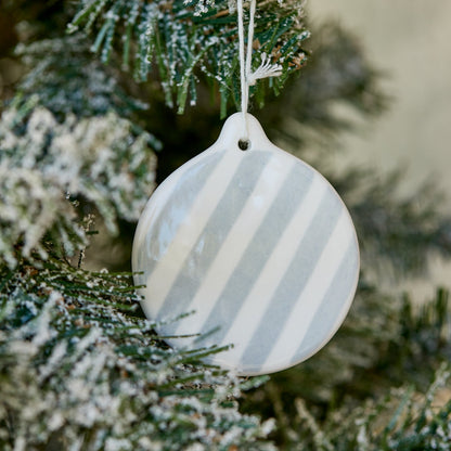 Juniper Stripe Hand Painted Round Tree Decoration