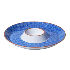 Round Sharing Plate with Sauce Bowl - Wave