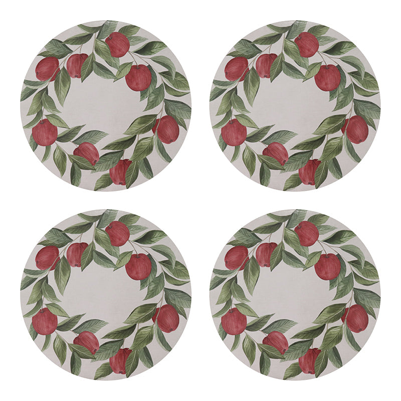 Apples Round Hard Coaster Set 4