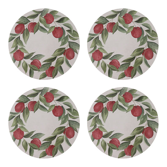 Apples Round Hard Coaster Set 4