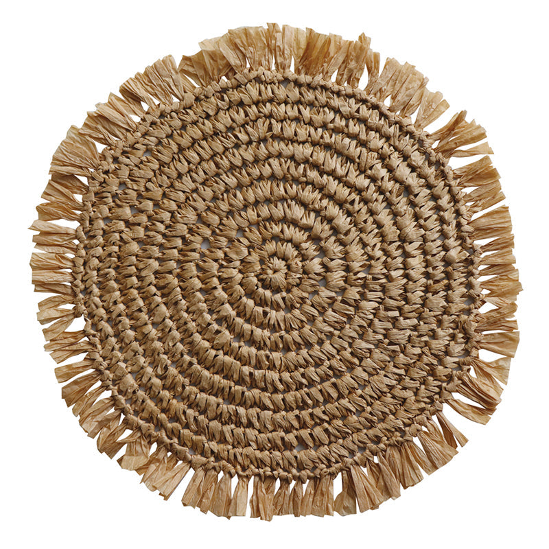 Fringe Natural Placemat Round 35Cm