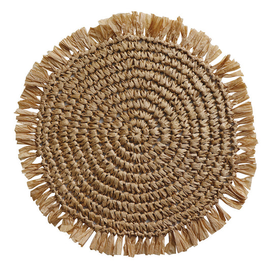 Fringe Natural Placemat Round 35Cm