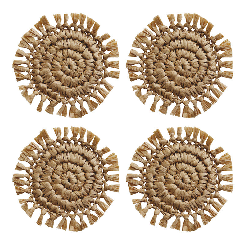 Fringe Natural Coaster Round 12Cm