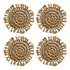 Fringe Natural Coaster Round 12Cm