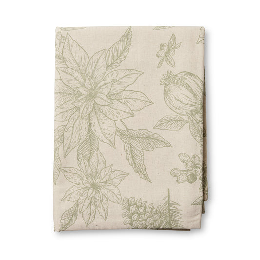 Poinsettia Olive/Flax Tablecloth 150X350Cm