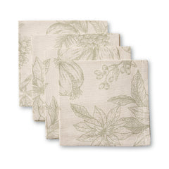 Poinsettia Olive/Flax Napkin Set 4