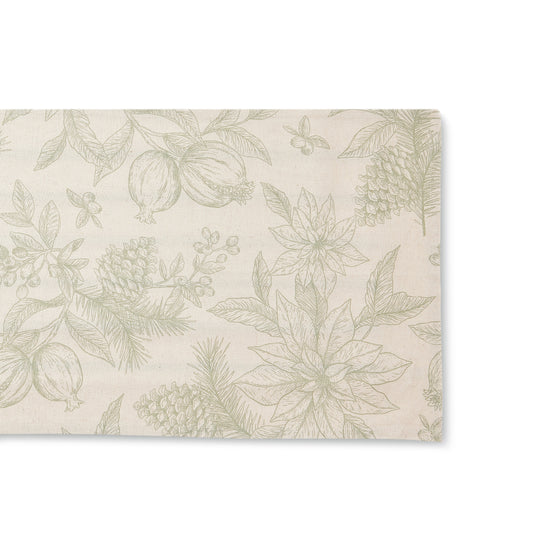 Poinsettia Olive/Flax Table Runner 40X200Cm