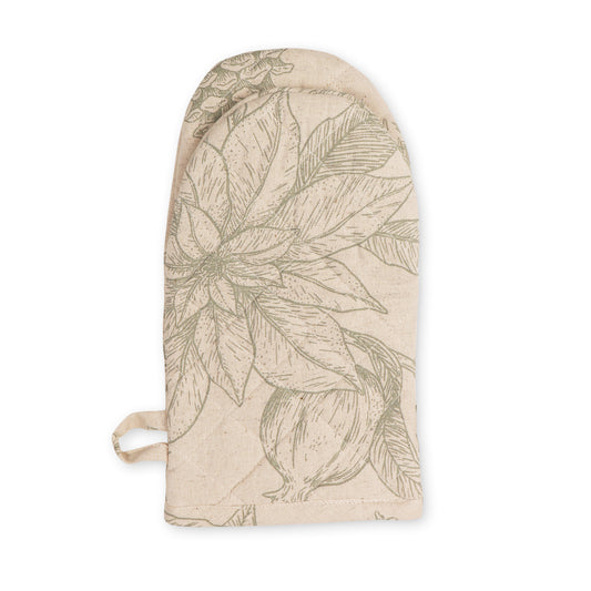 Poinsettia Olive/Flax Oven Glove