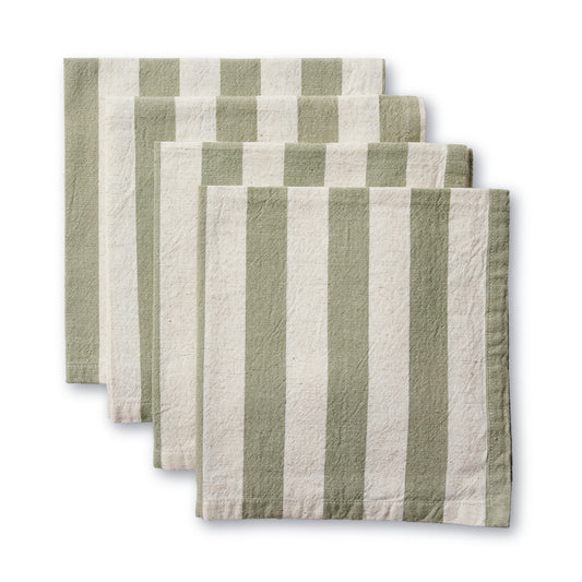 Estelle Green Stripe Napkin Set 4