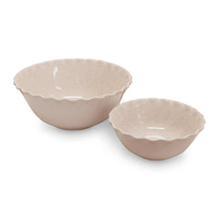 Cleo Wavy Natural Speckle Bowl Set Sml D12.5X8.2Cm / Lrg D17.1X7Cm