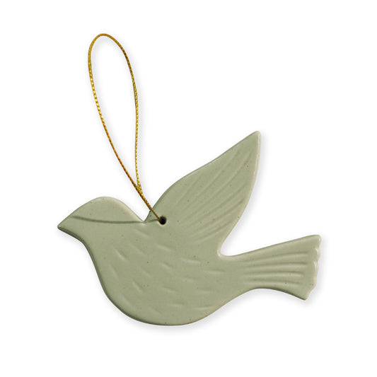 Christmas Dove Sage Speckle Hanging Decoration 6.5X9.8X0.6Cm