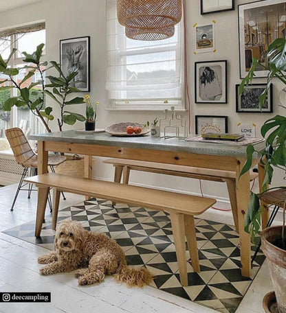 Borgo Black & White Antique Vinyl Rug Final Lifestyle