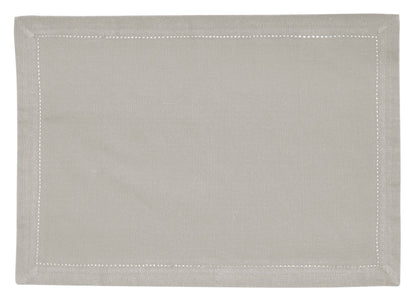 Elegant Hemstitch Placemats - Light Grey - 100% Cotton