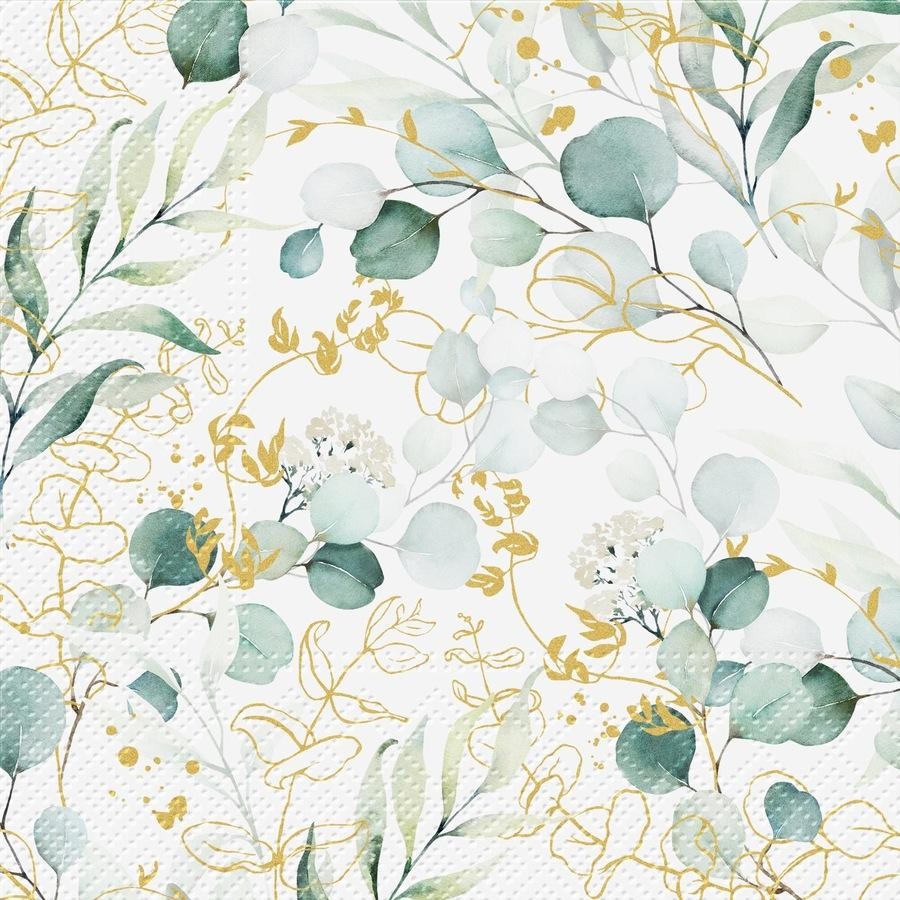 Napkin, 3 Ply, Pack of 20 (Golden Eucaliptus) - 33x33cm