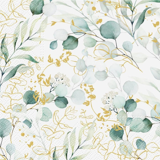 Napkin, 3 Ply, Pack of 20 (Golden Eucaliptus) - 33x33cm