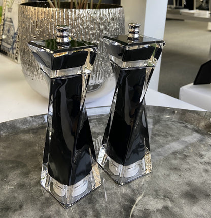 2728Blk - Blk & Transp Salt/Pepper Mill Set 16Cm