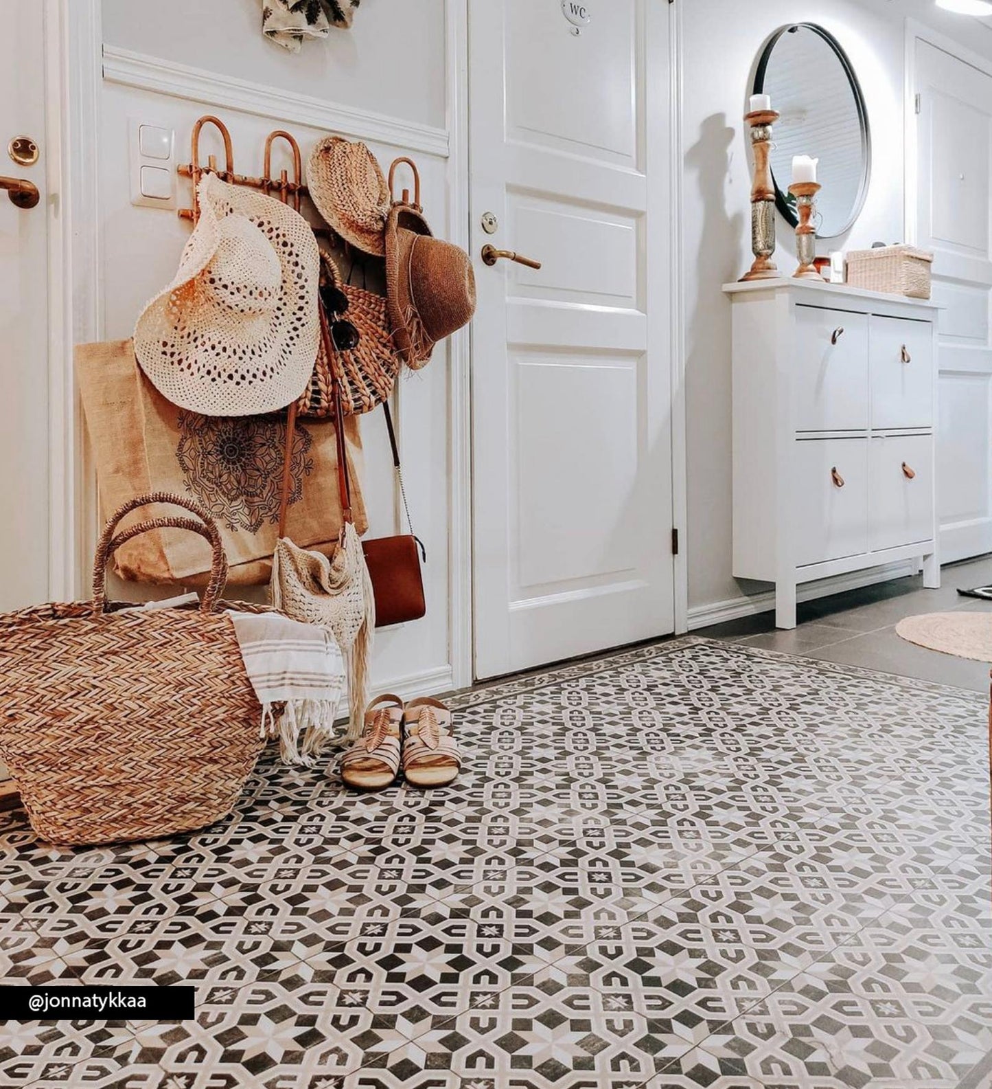 Gothic Ancient Tile Antique vinyl rug in interior