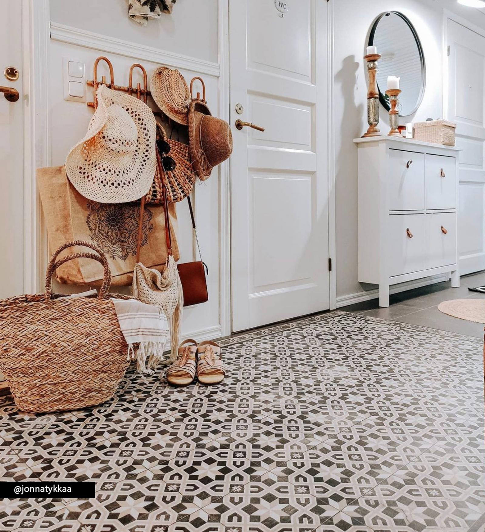 Gothic Ancient Tile Antique vinyl rug in interior