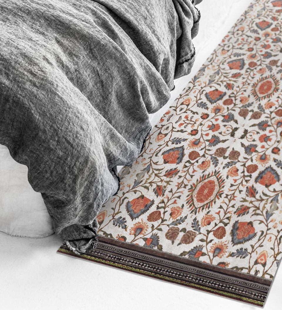 Bohemian Garden White Vinyl Rug Second Lifestyle