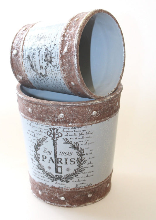 143F - Ceramic Pots Set 2 French Key Rustic