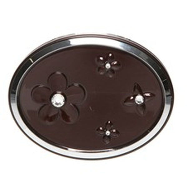 24A - Oval Compact W/Daisies & Crystals Chocol
