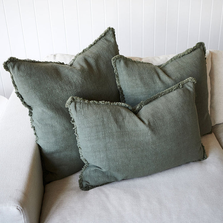 Luca® Boho Linen Cushion - Khaki - 50x50cm - Filled