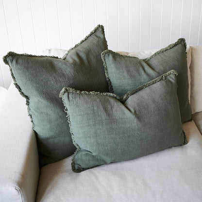 Luca® Boho Linen Cushion - Khaki - 50x50cm - Filled