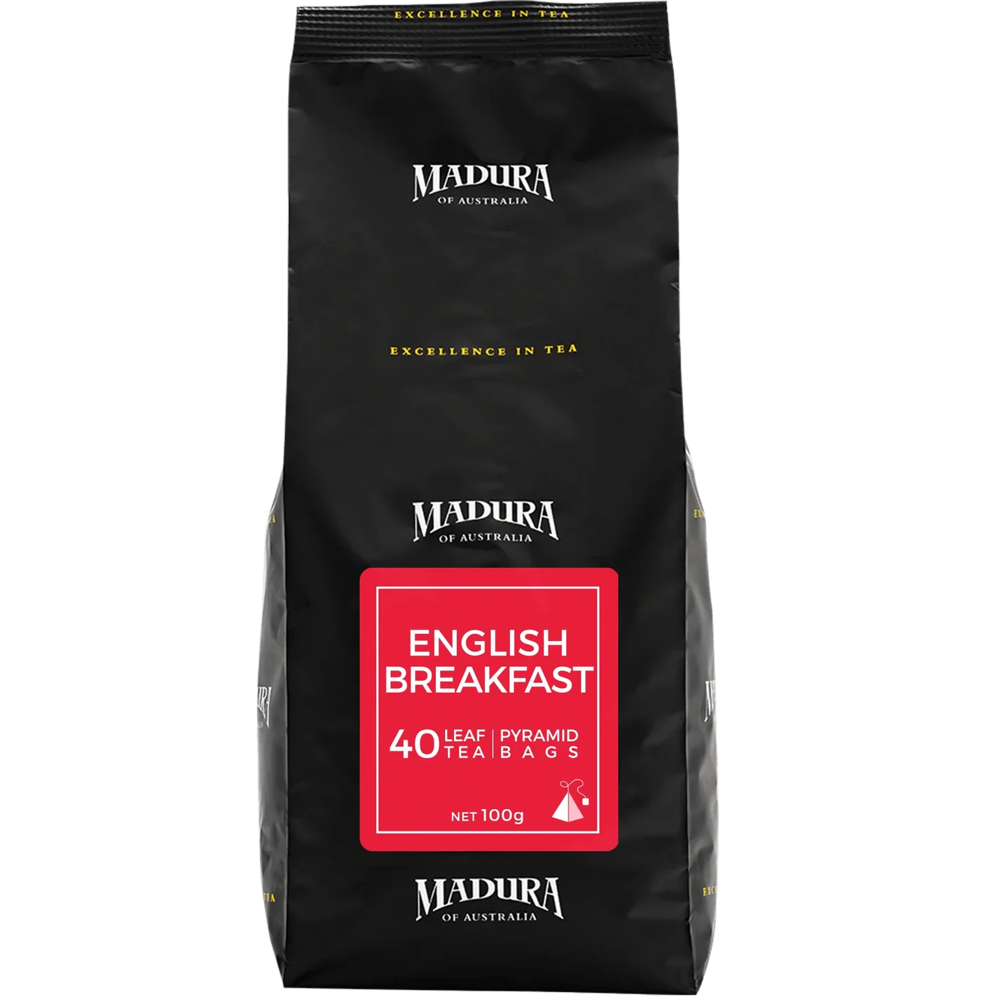 English Breakfast - 40 Leaf Tea - Pyramid Bags - Pouch