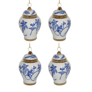 Chinoiserie Monkey Ginger Jar Ornaments Box Of 4