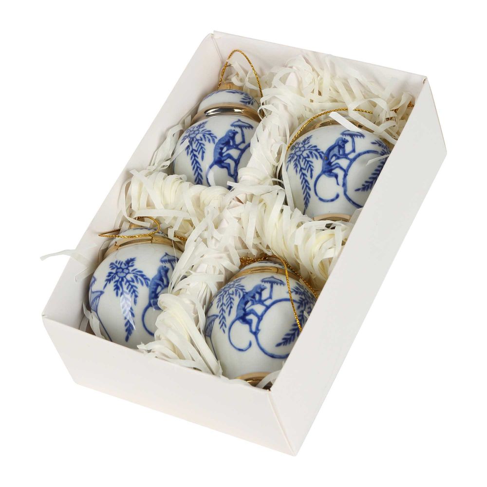 Chinoiserie Monkey Ginger Jar Ornaments Box Of 4