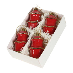 Pagoda Hanging Ornaments Box Of 4 Red