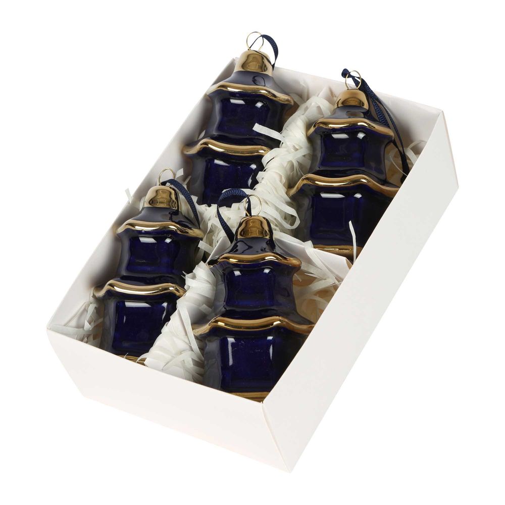 Pagoda Hanging Ornaments Box Of 4 Navy