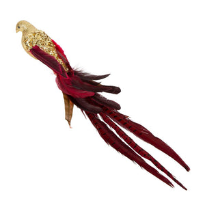 Lamson Sequin Clip On Bird Gold With Red Tail