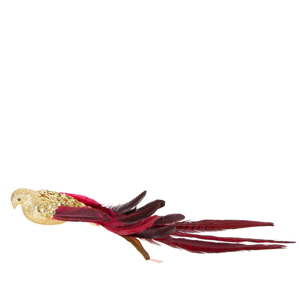 Lamson Sequin Clip On Bird Gold With Red Tail